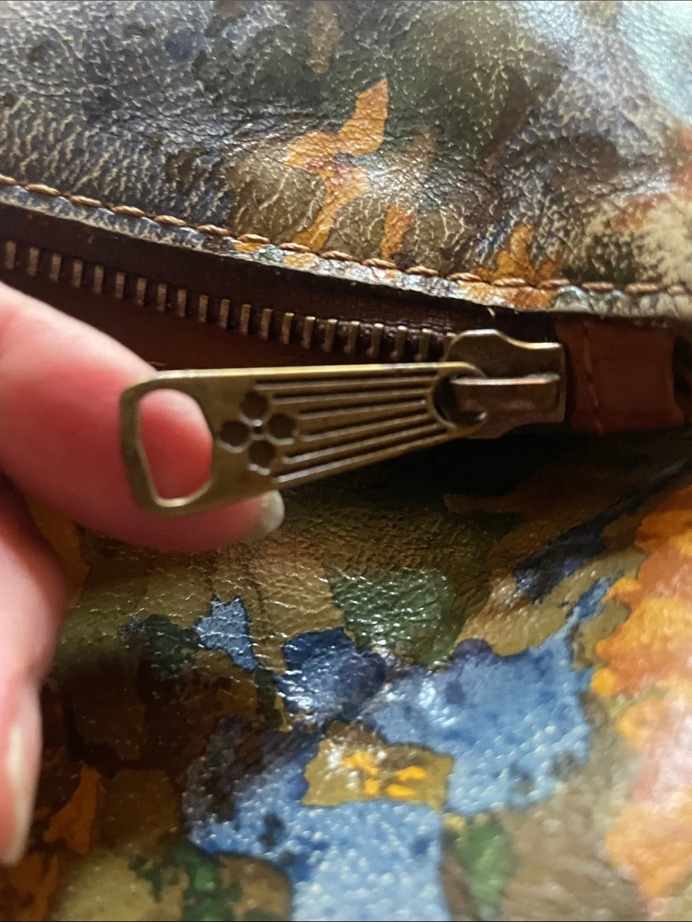 Patricia Nash Multicolor Floral Leather Wristlet in Blue, Green & Brown